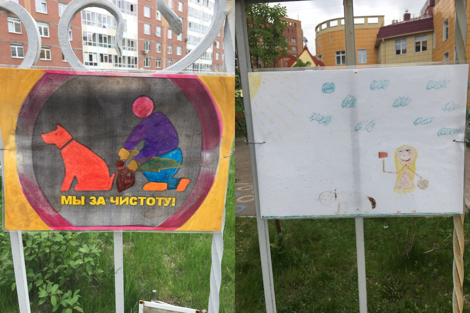 Дети, родители и педагоги нарисовали плакаты и развесили по периметру