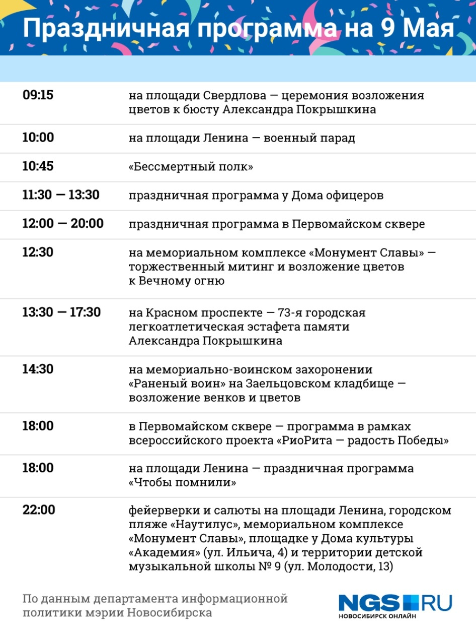 План празднования 9 мая в новосибирске