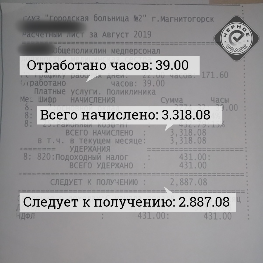 В августе, отработав неделю, она получила около трёх тысяч рублей