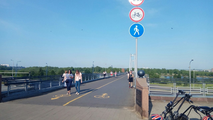 На вантовом мосту изменят разметку, чтобы избежать конфликтов между велосипедистами и пешеходами