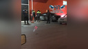 В Челябинске автомобиль протаранил стену торгового центра