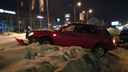 Водитель Subaru Impreza потеряла управление из-за колеи и врезалась в KIA Sportage