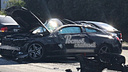 Не вписался: Mercedes врезался в барьер на Текучевском мосту