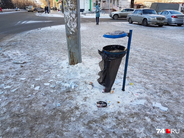 Пакеты не выдержали натиска мусора в новых урнах Пакеты не выдержали натиска мусора в новых урнах