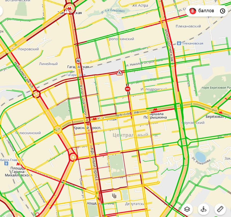 Карта новосибирска пробки на дорогах