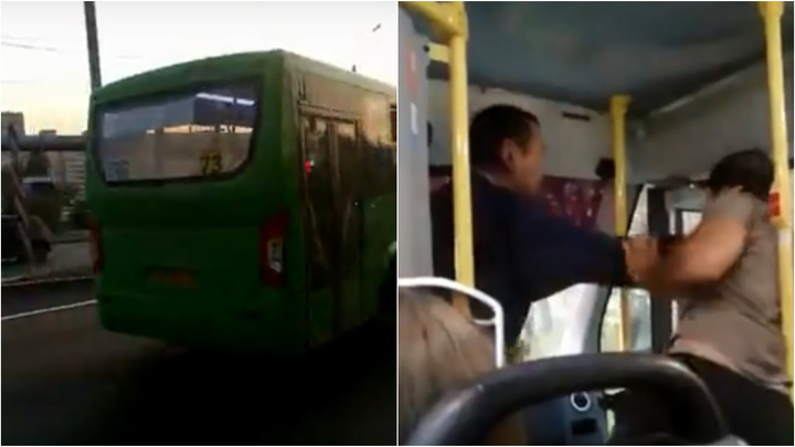 Битва маршрутчиков: в Тюмени два водителя устроили разборки в автобусе