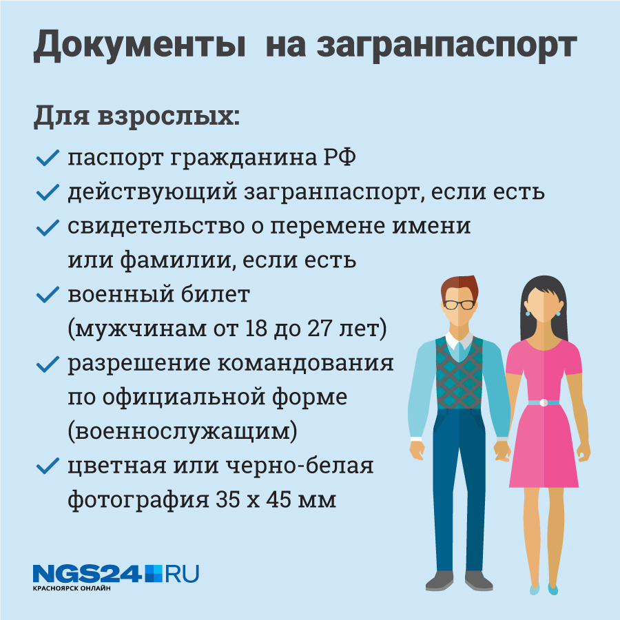 Какие документы нужны для загранпаспорта нового образца взрослому на 10 лет