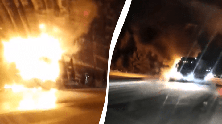 На трассе Тюмень — Ханты-Мансийск сгорел грузовик