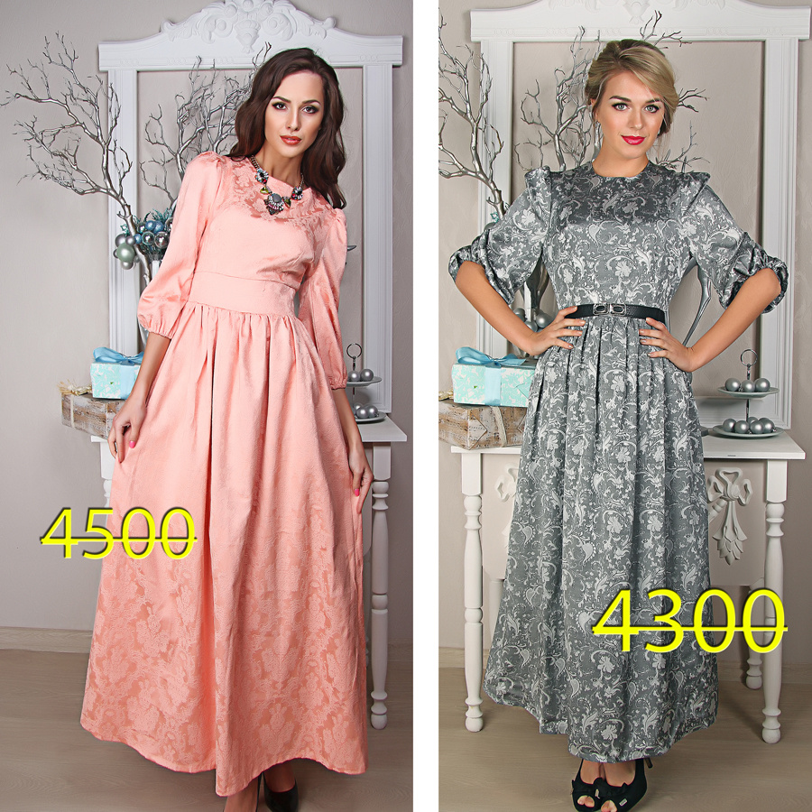 Макси-платья нежных цветов — таких чем больше, тем лучше! Это очень праздничный и в то же время уютный вариант, очень женственный и недоступный образ. Платье слева — <price>3600 руб.</price>, справа — <price>3400 руб.</price>