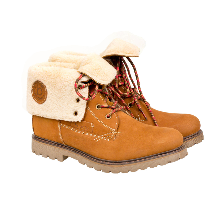 Очень теплые мужские ботинки радостного рыжего цвета словно созданы для долгих прогулок и неожиданных зимних приключений. Мягкая овчина гарантирует — замерзнуть не удастся! Bugatti, <price>6390 руб.</price>