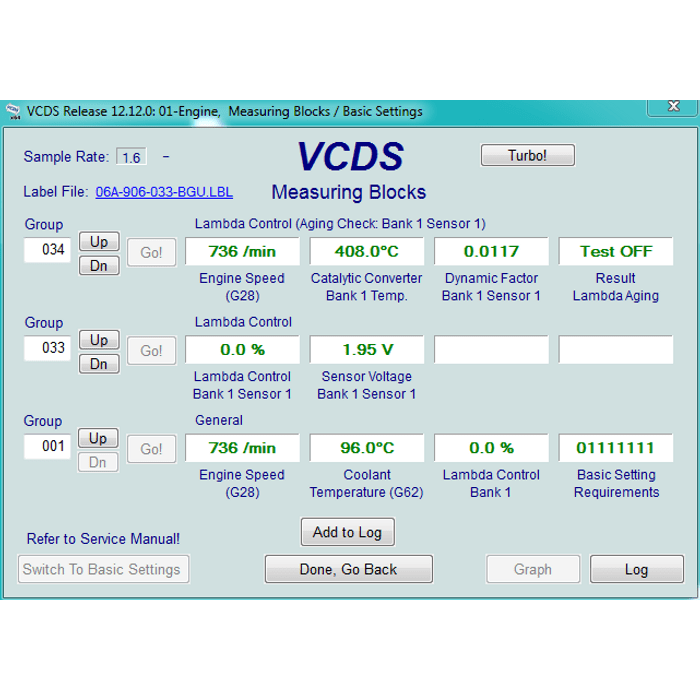 Vcds проверка лямбда зонда