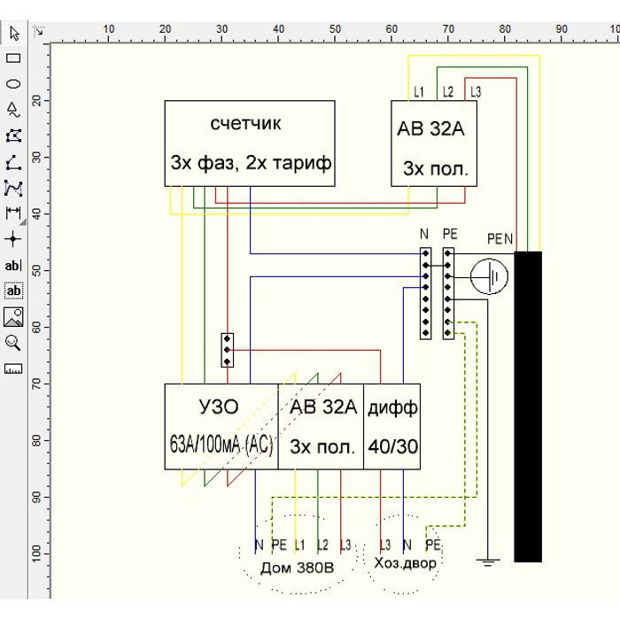 Как подключить 380 вольт в частный дом схема