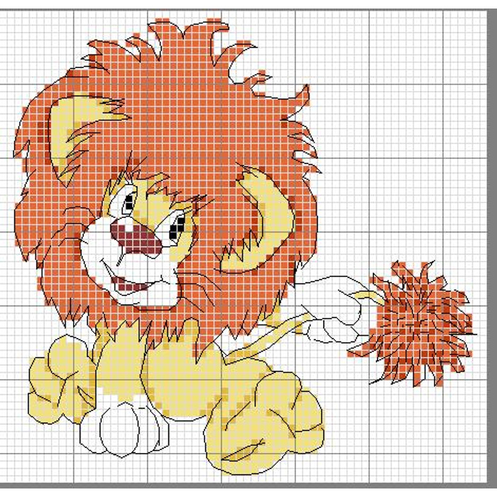 Лев крестиком схема маленькая