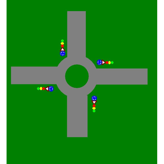 Светофор на круговом движении. Перекресток с круговым движением. Кольцевое движение со светофором.