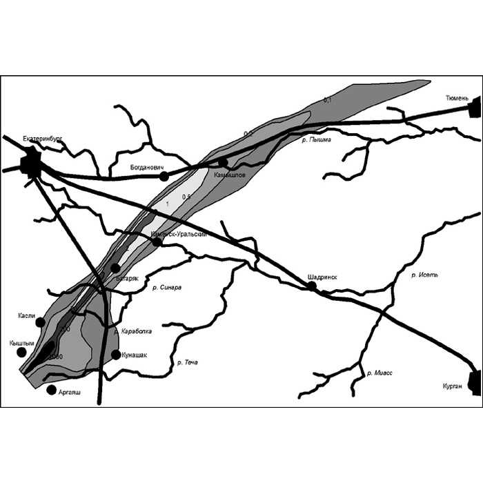 Кыштымская авария карта