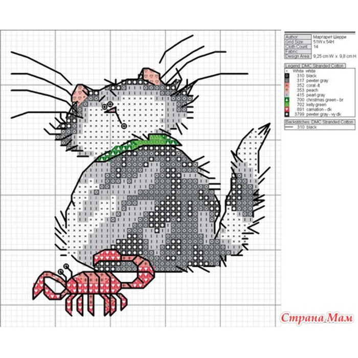 Вышивка кот с тортом схема