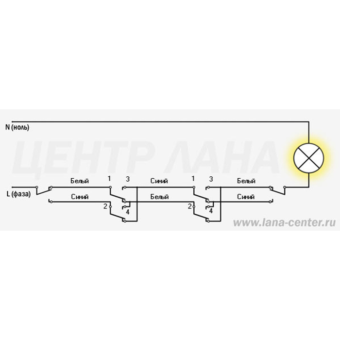 Схема с 4 выключателями
