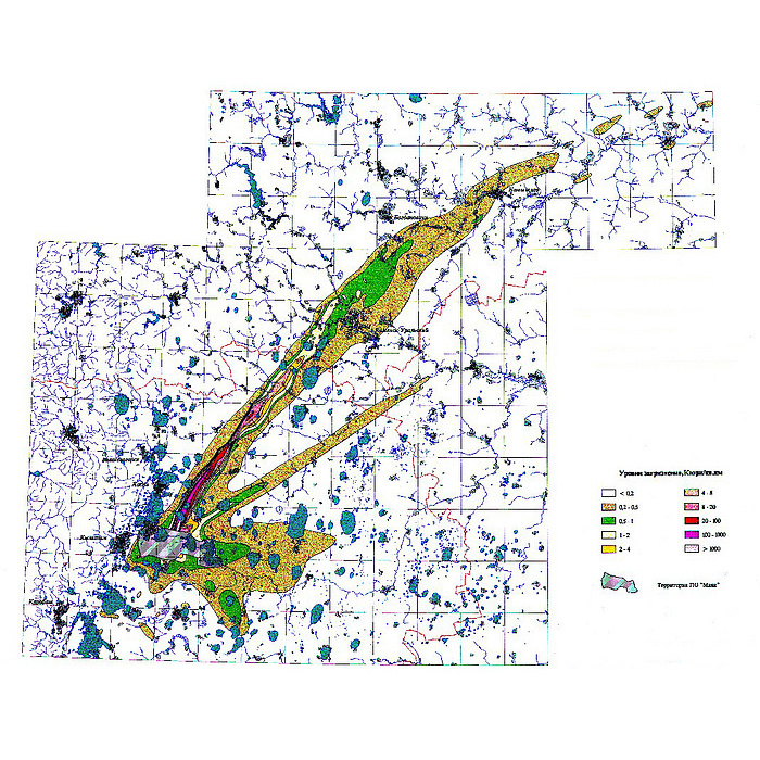 Уральский радиоактивный след подробная карта