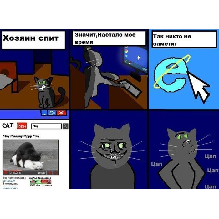 Смешные мемы с котами