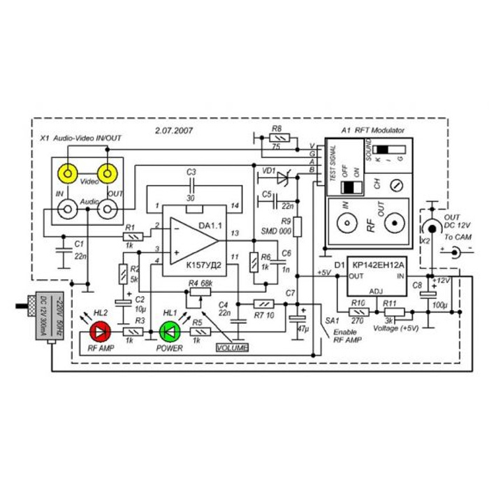 Rf модулятор из видеомагнитофона схема