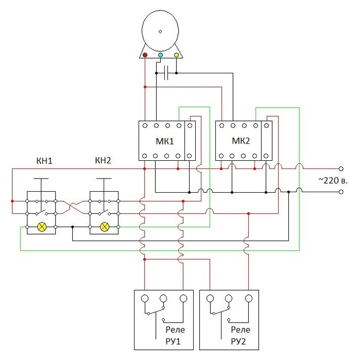 Реверс двигателя. Схема подключения реверсивного двигателя 220в. Схема подключения реверсивных пускателей 220 вольт. Схема реверса электродвигателя на 220в. Схема подключения двигателя с реверсом 220.