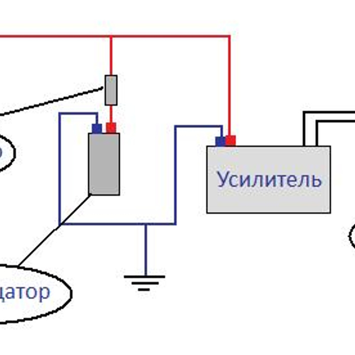 Схема подключения конденсатора к усилителю