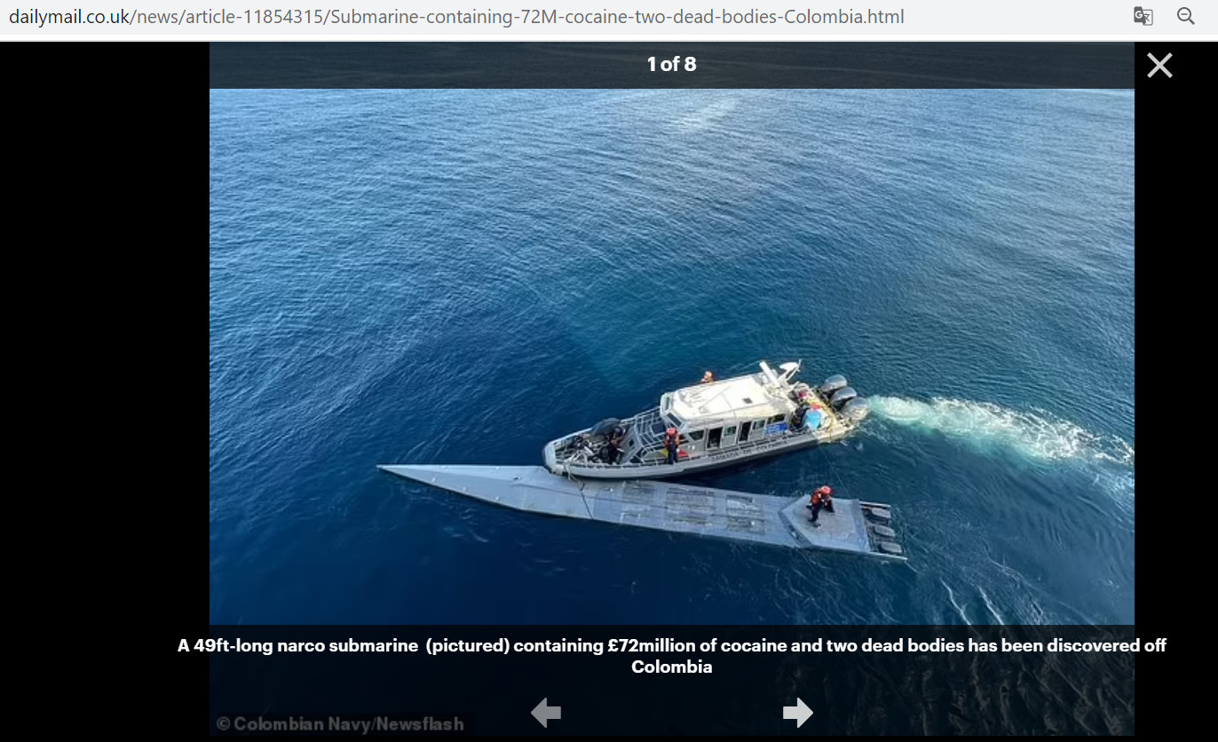 Скриншот с сайта <a href="https://www.dailymail.co.uk/news/article-11854315/Submarine-containing-72M-cocaine-two-dead-bodies-Colombia.html" class="io-leave-page _" target="_blank">Daily Mail</a>
