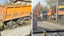 На Кирова в яму провалился грузовик — вокруг него выстроилась другая спецтехника
