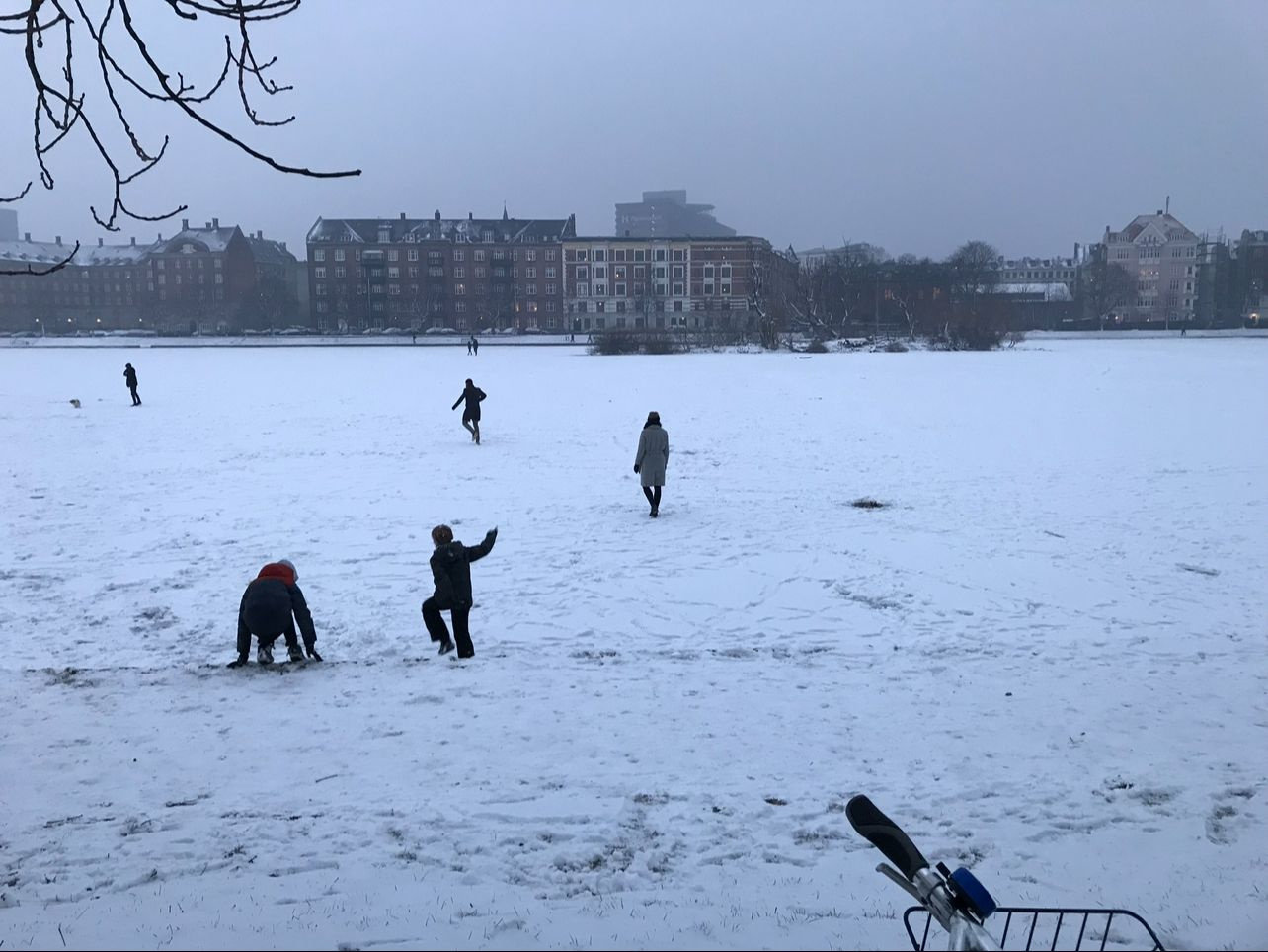 Зимой 2019 года было достаточно холодно, чтобы на городских каналах образовался толстый лёд, и местные устраивали забеги на льду