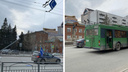 В Новосибирске заявили, что троллейбус повалил столб на Красном проспекте — видео с места