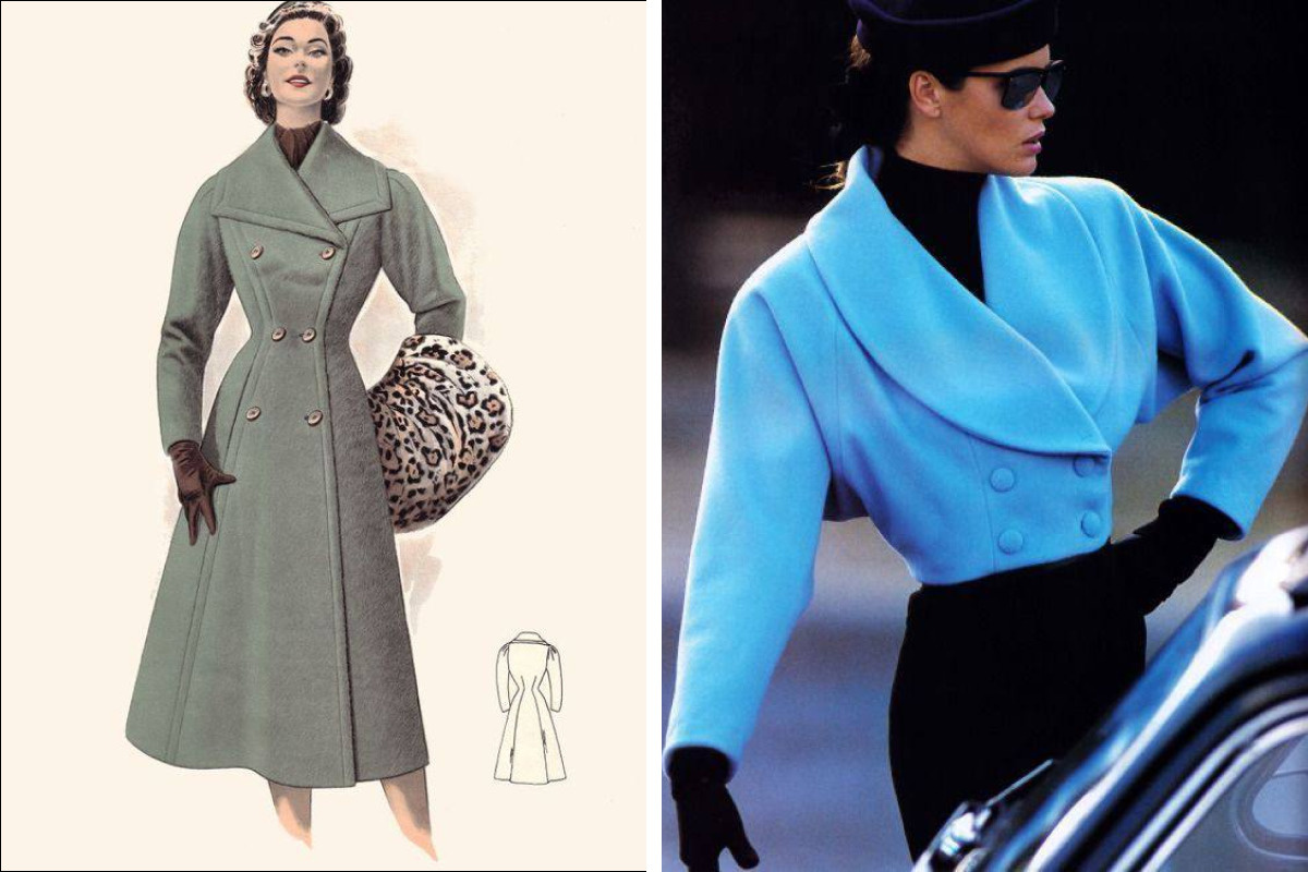 Слева показан стиль new look, а справа — пиджак из 1990-х, который будет актуален и сейчас