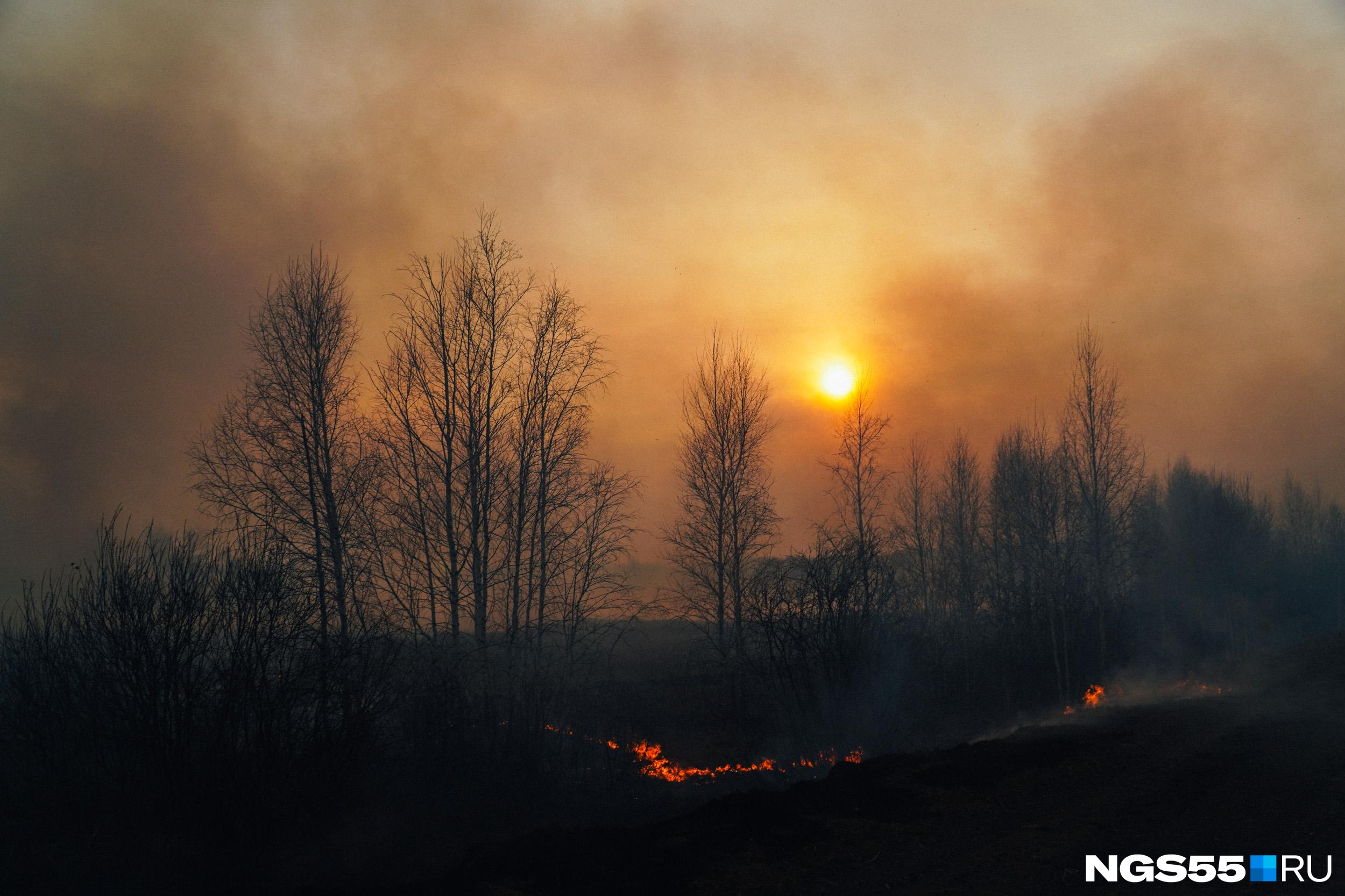 Лесной пожар действует около забайкальского села