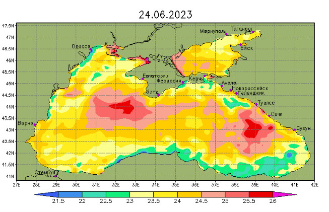 Карта температур черного моря