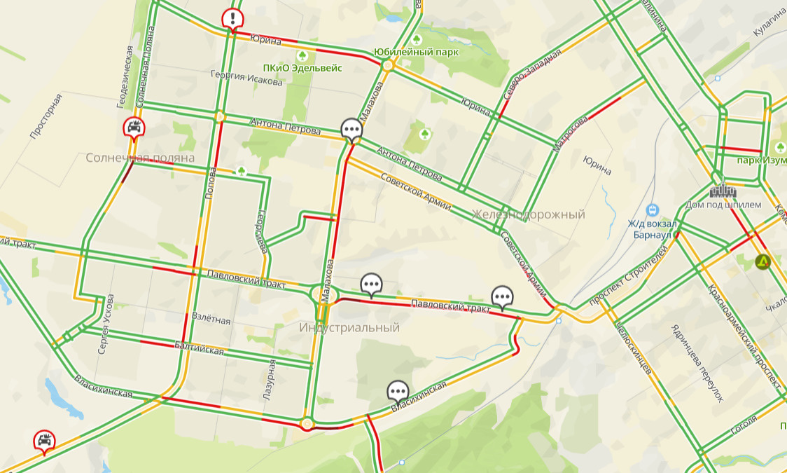 Карта движения транспорта барнаул. Пробки Барнаул. Пробки в Барнауле сейчас на карте.