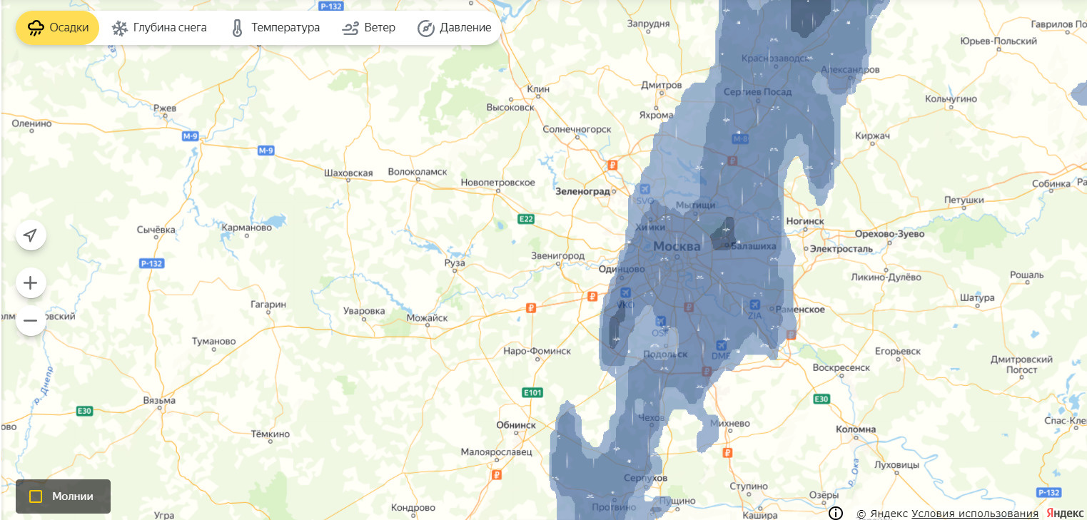 Карта осадков москва погода в москве сегодня