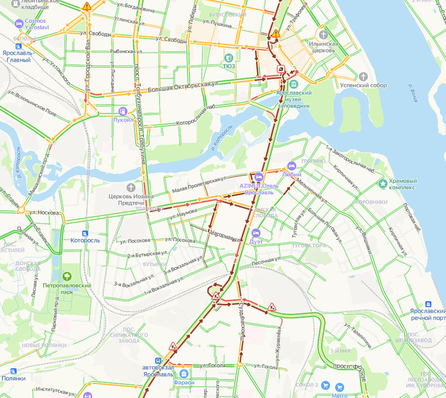 Пробки ярославль сейчас московский проспект