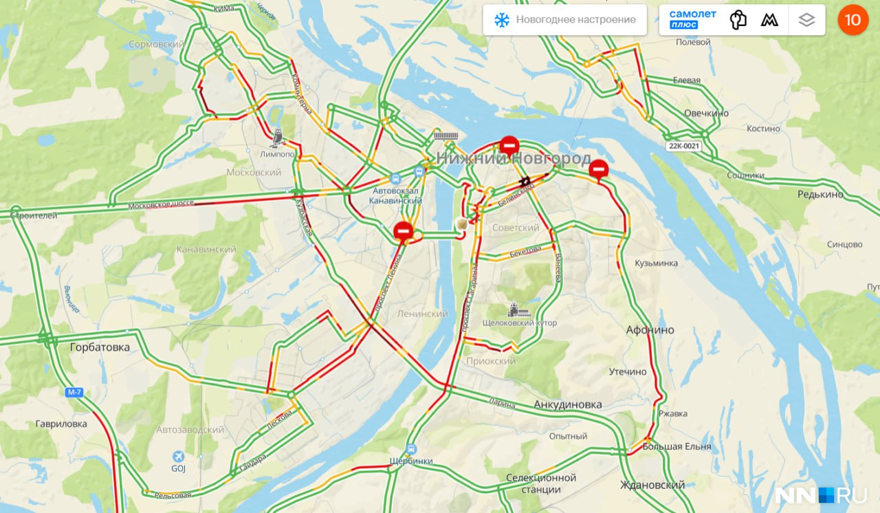 Карта автомобильных пробок Нижнего Новгорода - Нижний …