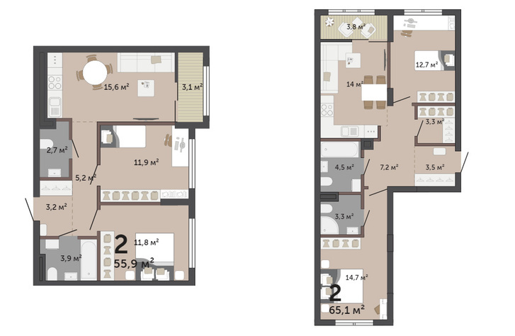 В финальной очереди ЖК «Ньютон Парк» можно выбрать квартиру с мастер-спальней и детской или с обычными комнатами