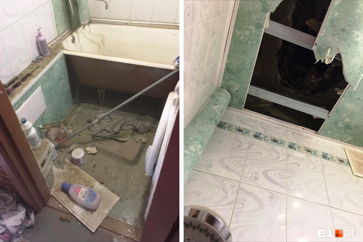 За минуту до этого из ванной вышла девушка: в квартире на Эльмаше обрушился потолок