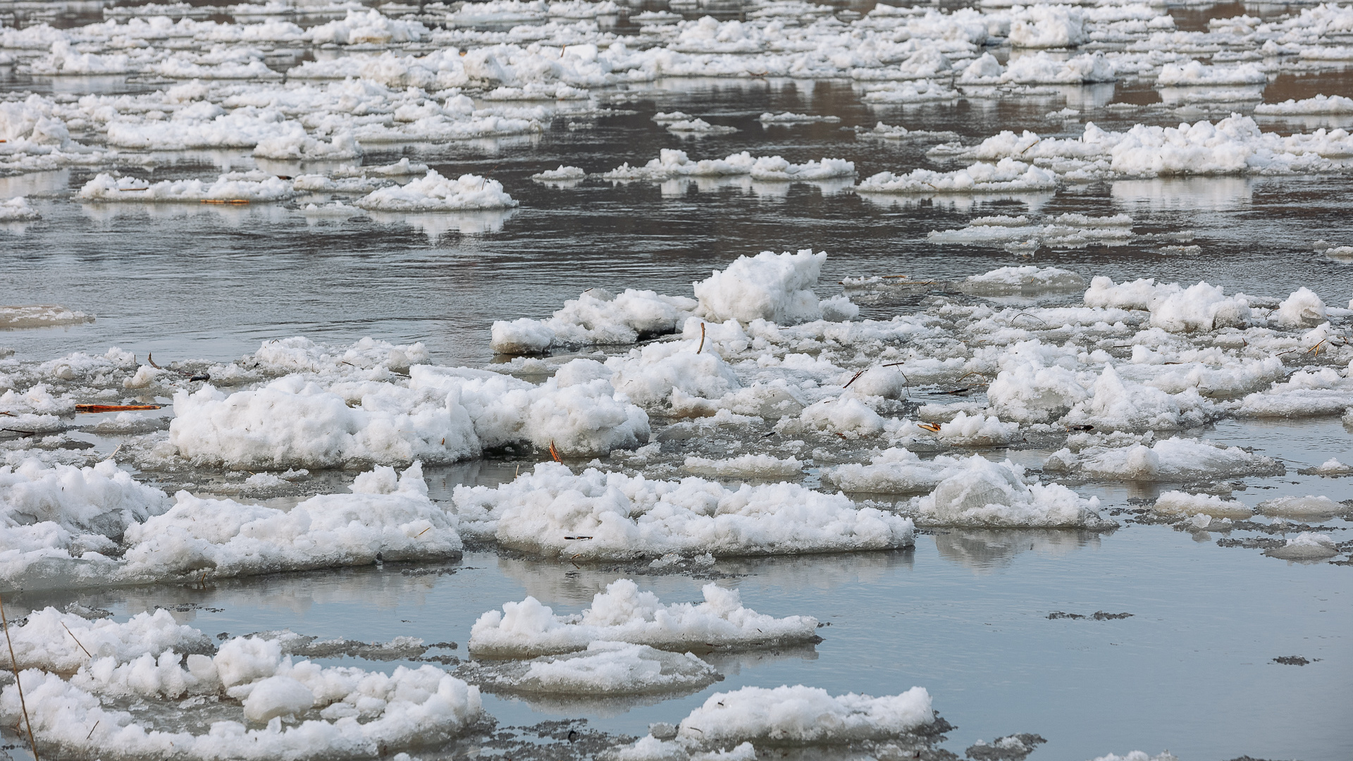 На Томи в Кемерове начался ледоход — смотрим завораживающее видео