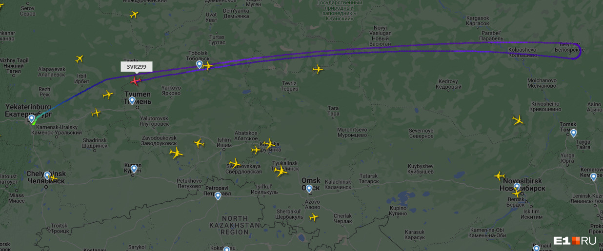Самолет «Уральских авиалиний» вылетел из Екатеринбурга в Благовещенск, но на полпути вернулся обратно