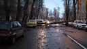 На улице Ерошевского дерево раздавило ретромашины и перекрыло дорогу