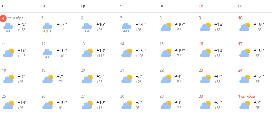 Во второй половине сентября в Новосибирске может похолодать до -2 градусов