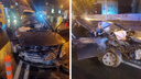 В Новосибирске Toyota врезалась в грузовик — видео с искореженной машиной