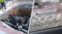 «Хендай Солярис» упал в разрытую яму с трубами — пострадали рабочий и водитель. Фото с Тульской