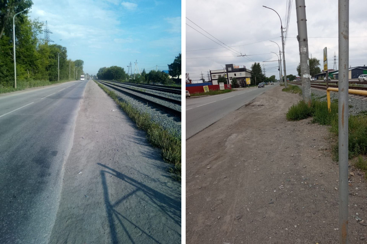 Жители Криводановского карьера жалуются на отсутствие тротуаров вдоль дороги от остановок