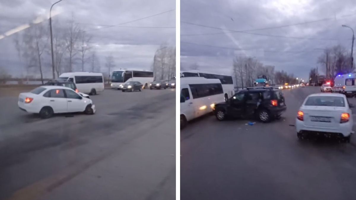 В Архангельске столкнулись два автомобиля: рядом собралась пробка