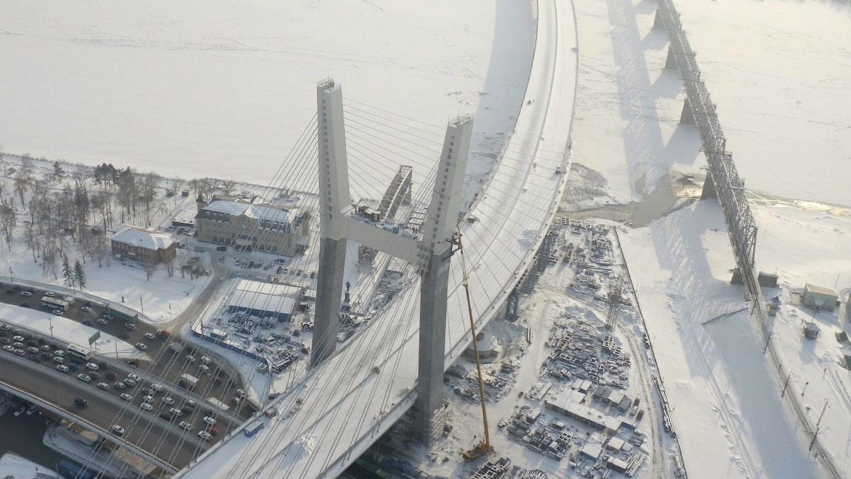 Завершают последний съезд: как идет строительство четвертого моста в Новосибирске — фото с высоты