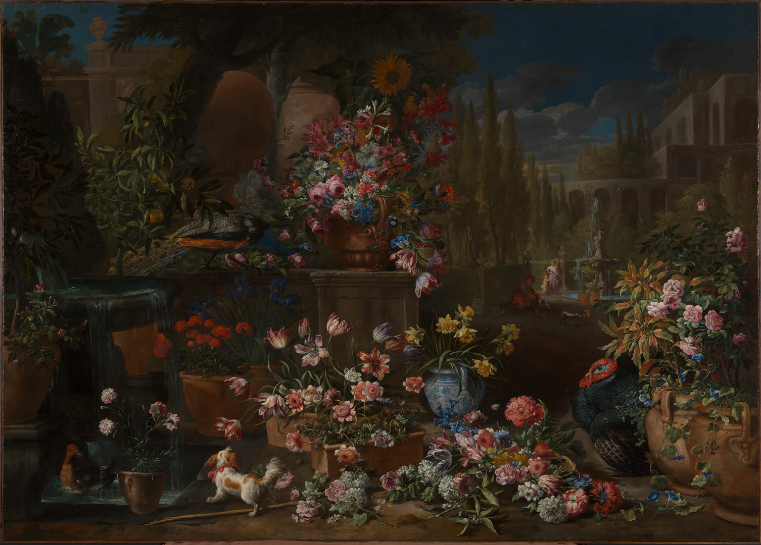 Ян Фейт (1611, Антверпен — 1661, Антверпен)<br />Натюрморт с цветами, фруктами и попугаем<br />1650-е