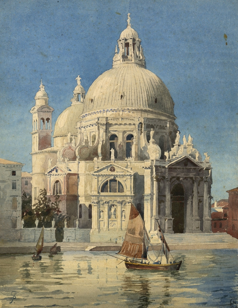 Гримм Г. Д. Вид церкви Санта-Мария-делла-Салюте в Венеции. 1890-е. Бумага, акварель